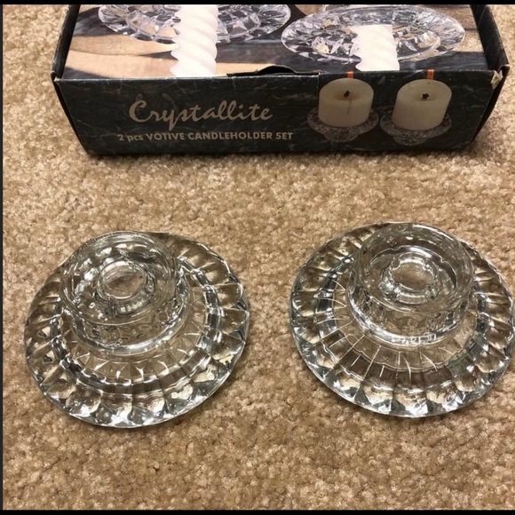 Vintage Crystal 3 in 1 candle holder set NEW - Picture 2 of 3